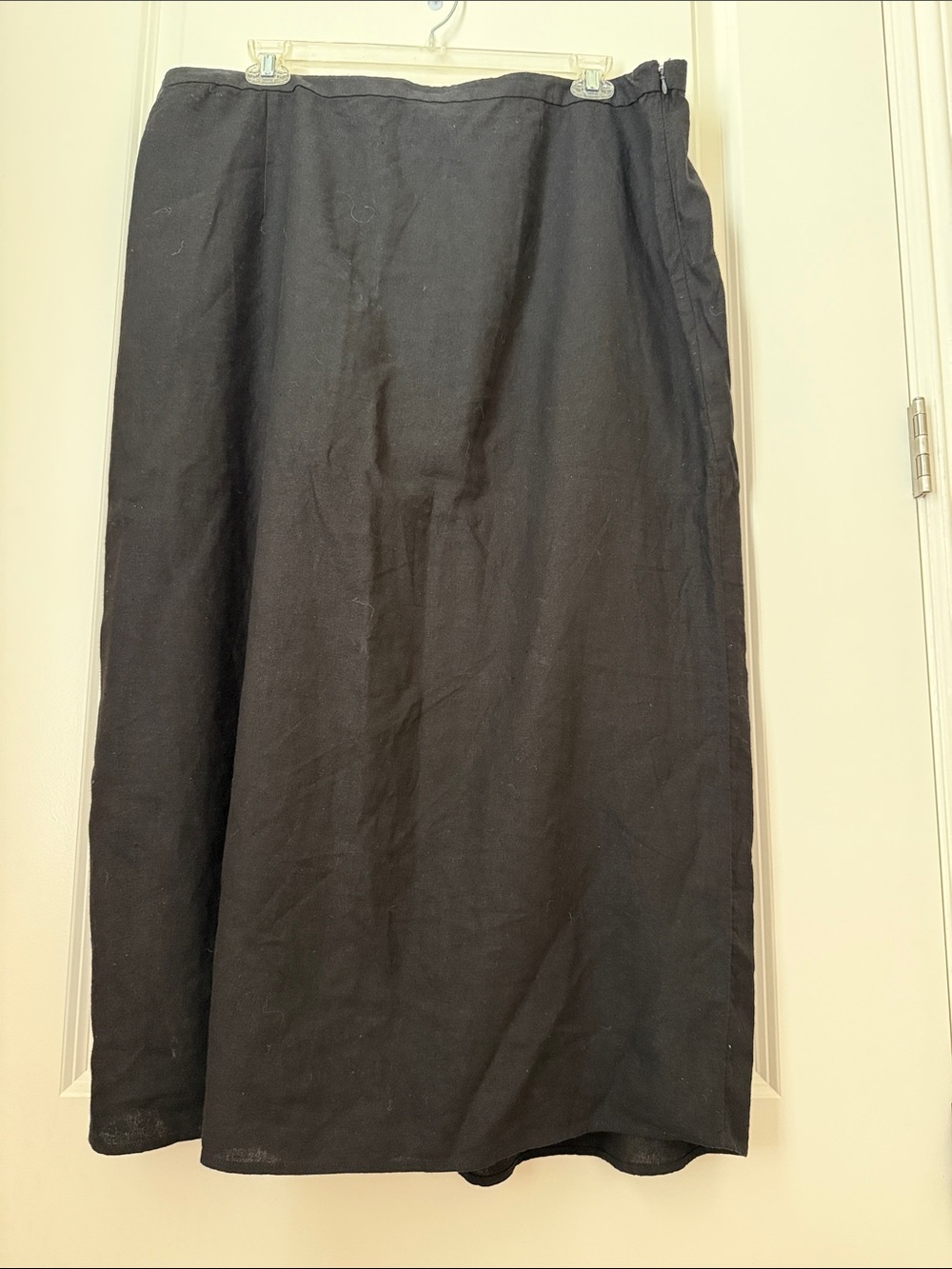 Old Navy Black Women's Linen Blend Column Skirt with Side Zip and Back Slit XXL